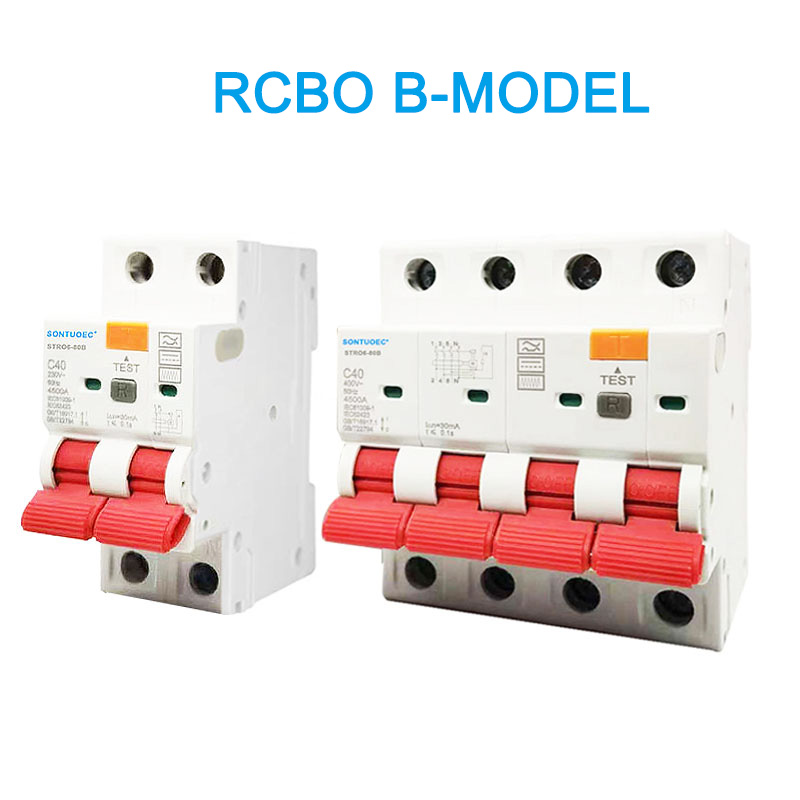 RCBO B Múnla 2p 4p Breaker Cuarda Reatha Iarmharach